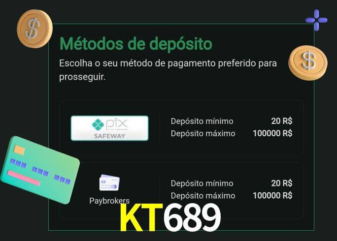 O cassino KT689 oferece uma grande variedade de métodos de pagamento